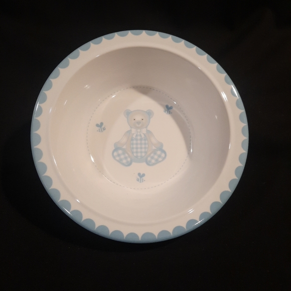 Blue Gingham Teddy Bear 3 Pc. Baby Toddler Melamine Dinner Set ~ Reed & Barton - Picture 5 of 11